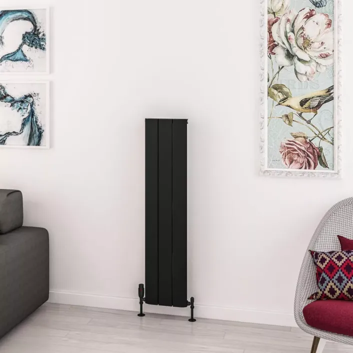 Eastbrook Withington 1200 x 280 Aluminium Radiator Matt Black