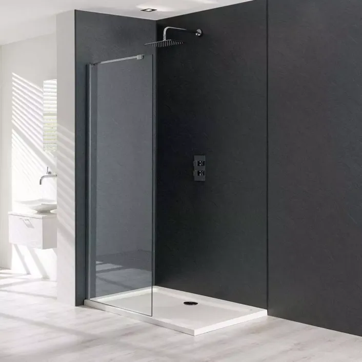 Eastbrook Valliant Type A 8mm 1950mm x 700mm Walk-In Side Shower Panel with Support Bar - Chrome