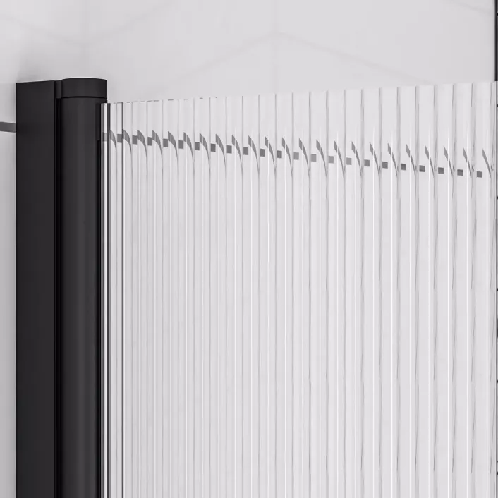 Eastbrook 6mm 1400 x 800mm Left Hand (LH) Fluted Straight Bath Screen - Matt Black