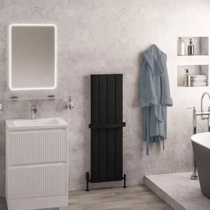 Eastbrook Withington 1200 x 375 Aluminium Radiator Matt Black