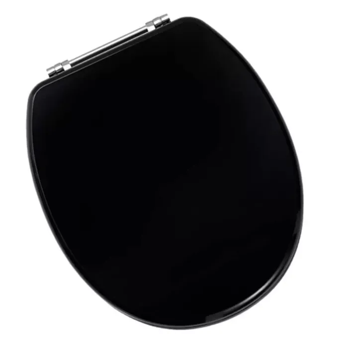 Eastbrook Sherwood Toilet Seat with Chrome Hinges - Black High Gloss