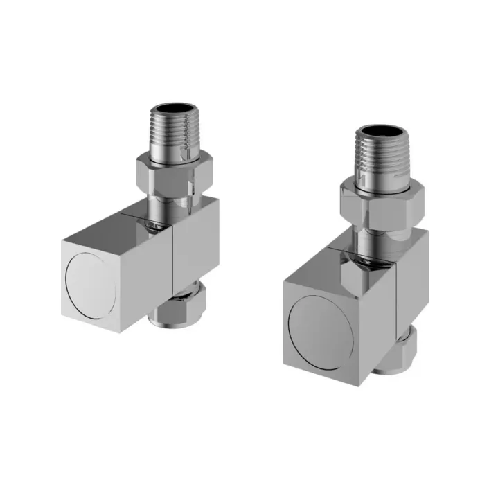 Eastbrook Straight Square Radiator Valves (Pair) Chrome