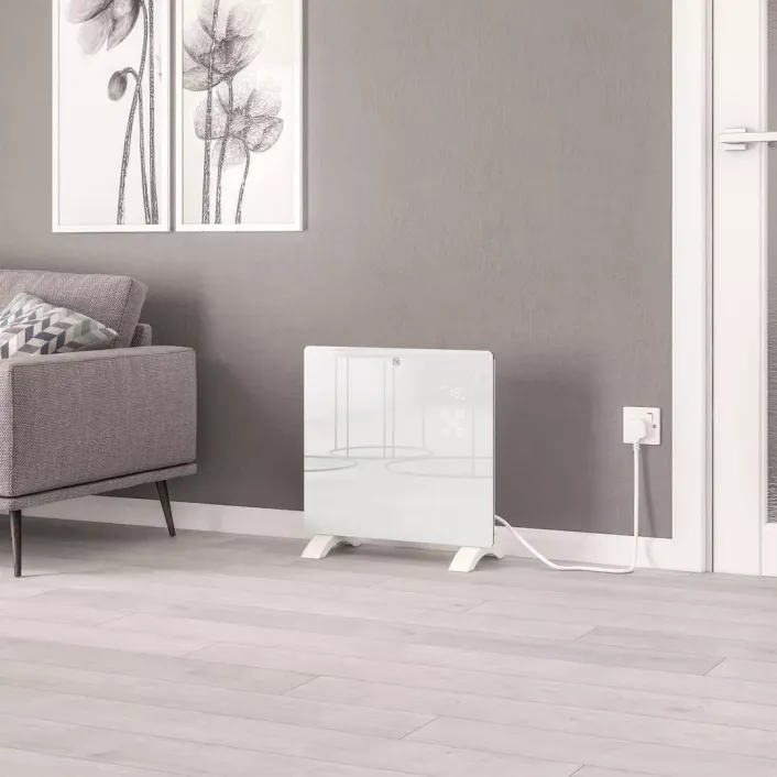 Eastbrook Cortona 555 x 520 Glass Fronted Electric Radiator 1000W White