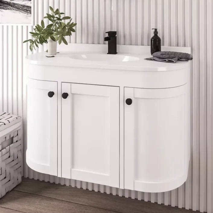 Eastbrook Hardwick 90CM 3 Door Basin Vanity Unit - Matt White