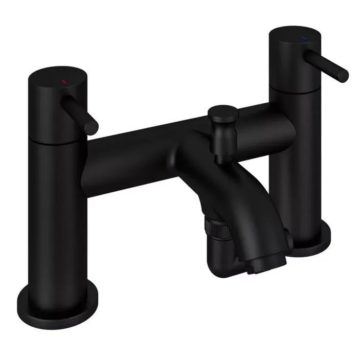 Eastbrook Meriden Bath Shower Mixer Tap with Handset, Hose and Holder Matt Black