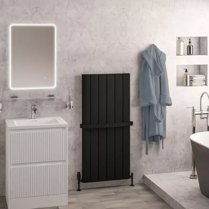 Eastbrook Withington 1200 x 565 Aluminium Radiator Matt Black
