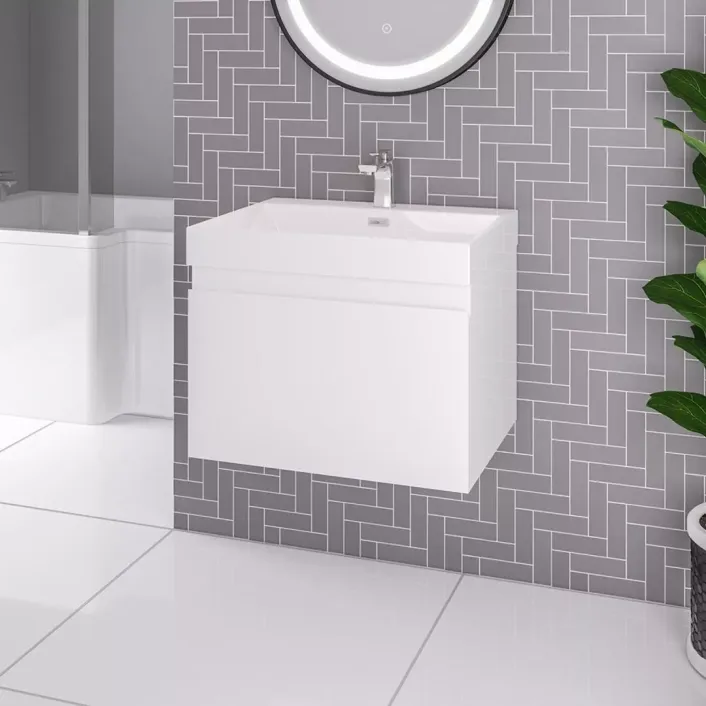 Eastbrook Gravina 60CM 1 Drawer Wall Hung Basin Vanity Unit - White