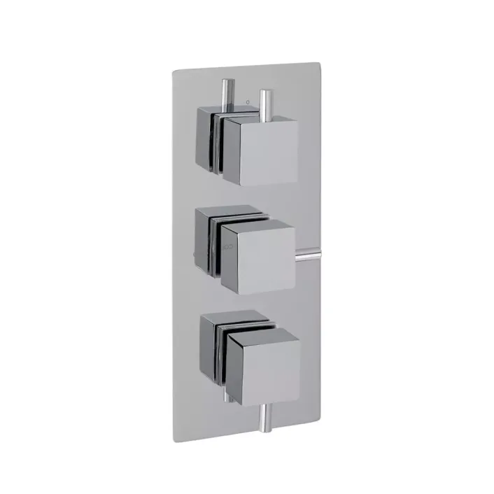 Eastbrook Square Triple Valve Plate with Square Rings - Chrome