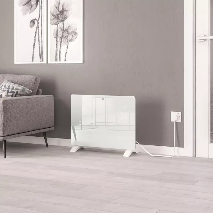 Eastbrook Cortona 555 x 650 Glass Fronted Electric Radiator 1500W White