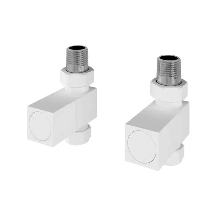 Eastbrook Straight Square Radiator Valves (Pair) Matt White