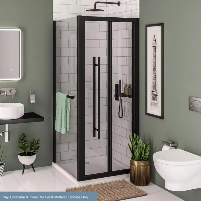 Eastbrook Vantage 2000 6mm Easy Clean 2000mm x 700mm Bi-Fold Shower Door - Matt Black