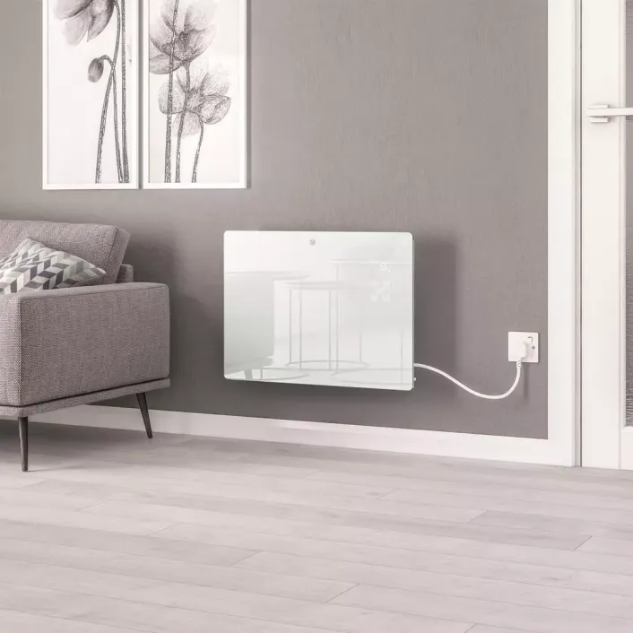 Eastbrook Cortona 555 x 650 Glass Fronted Electric Radiator 1500W White