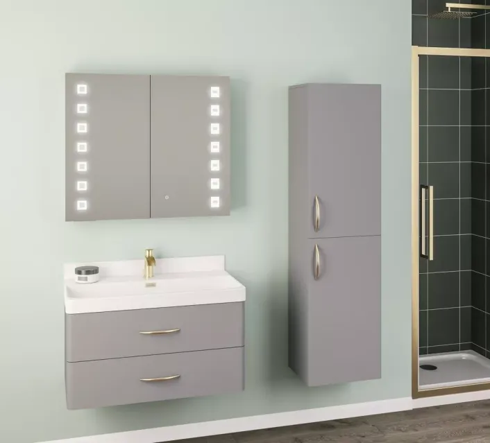 Eastbrook Cavone Tall Wall Hung Unit, 2 Door - Matt Grey