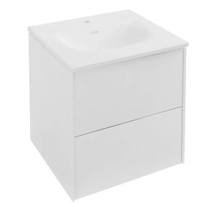 Eastbrook Chedworth 50cm x 50cm Wall Hung Vanity Unit Two Drawers - High Gloss White
