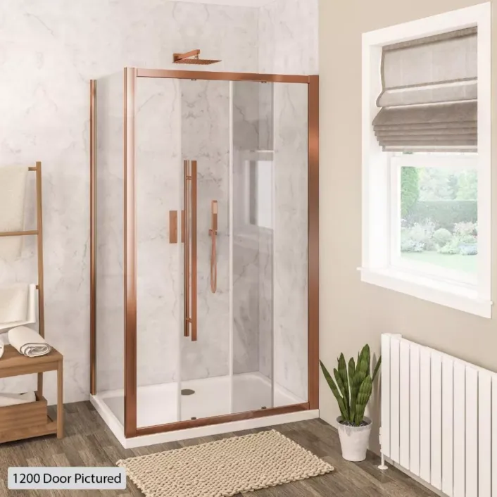Eastbrook Vantage 2000 Soft Close 2000 x 1000mm Sliding Shower Door (8mm Thick) - Brushed Bronze