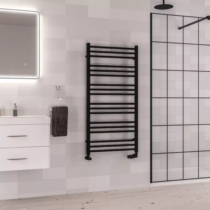 Eastbrook Corinium Round 1200 x 600 Towel Rail Matt Black