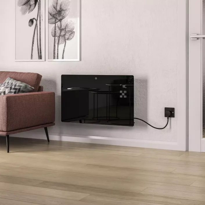 Eastbrook Cortona 555 x 770 Glass Fronted Electric Radiator 2000W Black