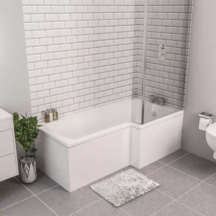 Eastbrook Shannon 1500 x 850 x 400mm Right Hand (RH) L-Shaped 4mm Shower Bath - White