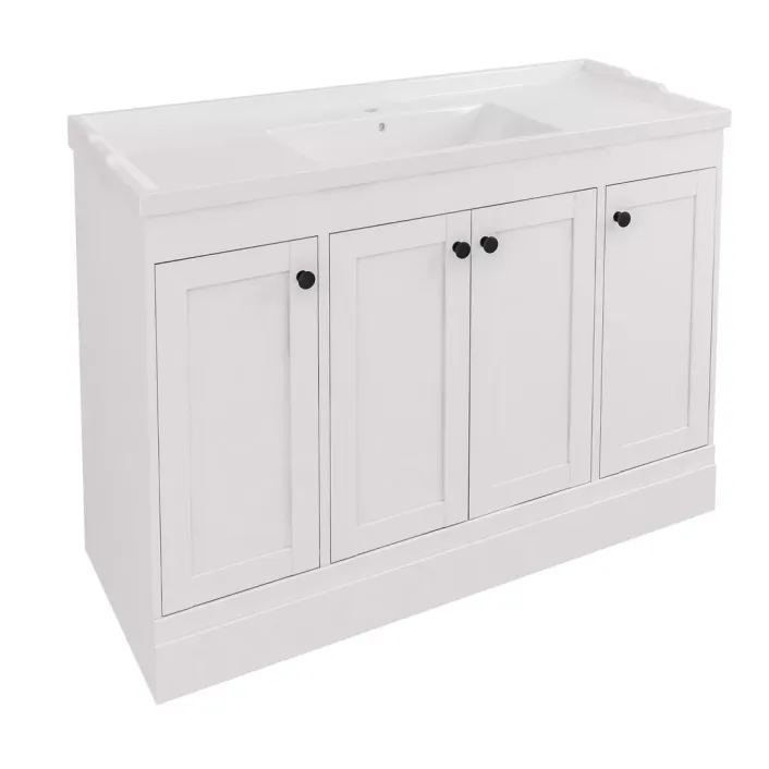 Eastbrook Hardwick 120CM 4 Door Single Bowl Basin Vanity Unit - Matt White - Freestanding