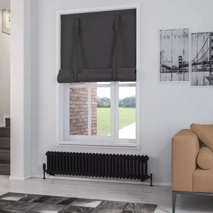 Eastbrook Rivassa 2 Column Radiator 300 x 1373mm Matt Black