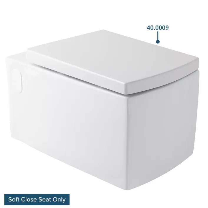 Eastbrook Somme Rectangular Wall Hung Soft Close Toilet Seat - White