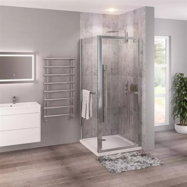 Eastbrook Vantage 2000 6mm Easy Clean 2000mm x 760mm Side Panel with Towel Rail - Chrome