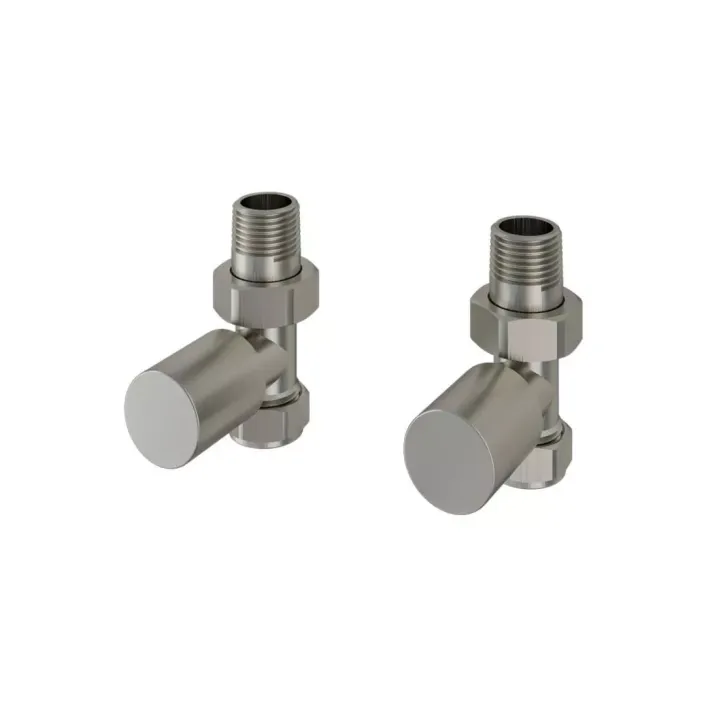 Eastbrook Straight Radiator Valves (Pair) Brushed Nickel
