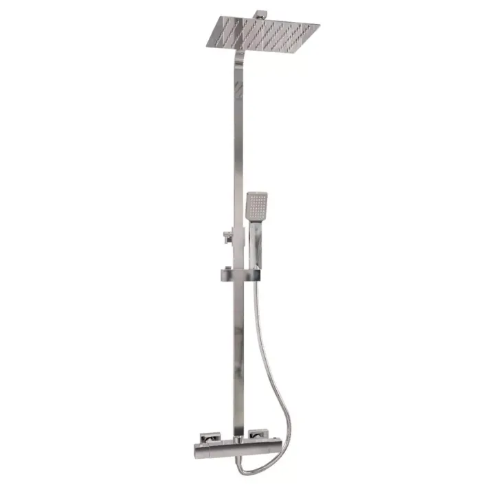 Eastbrook Modern Adjustable Height (850-1200mm) Square Thermostatic Shower Pole - Chrome