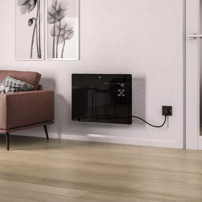 Eastbrook Cortona 555 x 650 Glass Fronted Electric Radiator 1500W Black