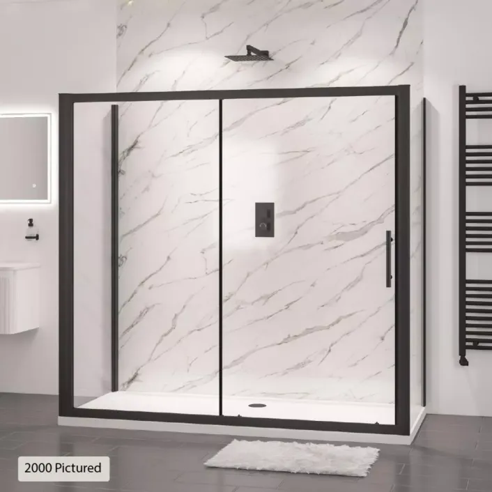 Eastbrook Volente 1850 x 1100mm Sliding Shower Door (6mm Thick) - Matt Black