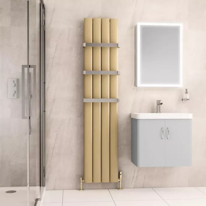 Eastbrook Malmesbury 1800 x 375 Aluminium Radiator Brass Effect