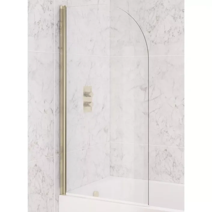 Eastbrook 6mm 1400 x 800mm Radius Bath Screen - Brushed Brass