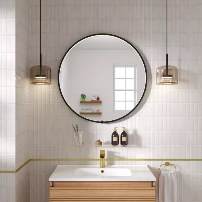 Eastbrook Sanremo 800x800mm Round LED Bathroom Mirror - Matt Black