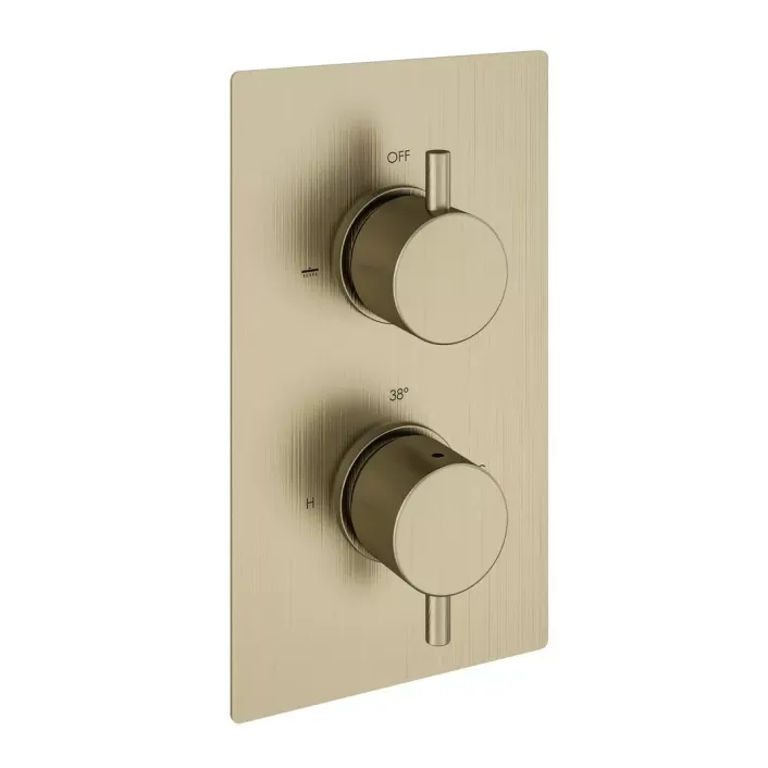 Eastbrook Meriden Twin Thermostatic Concealed Shower Valve - Brushed Brass