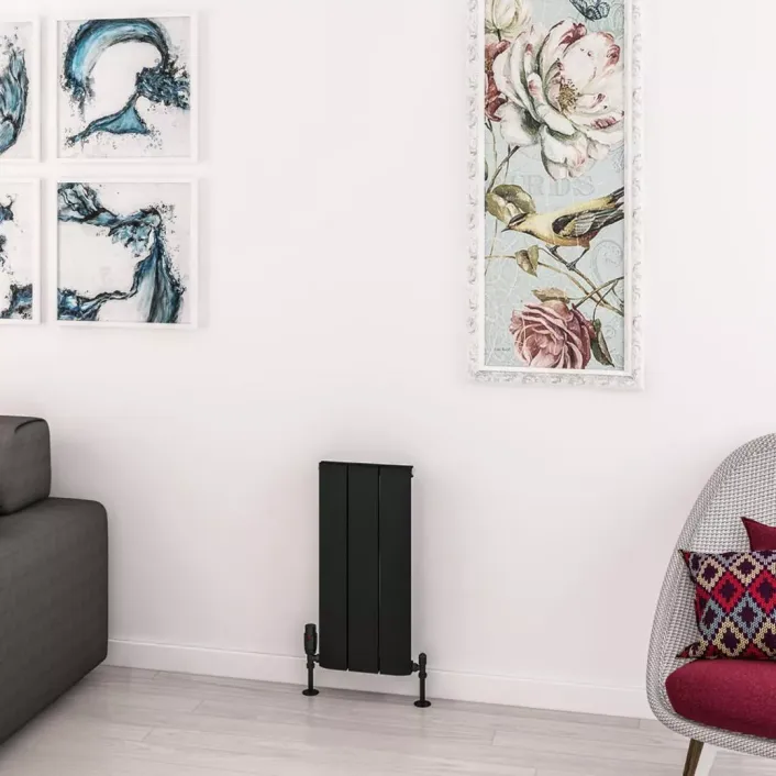 Eastbrook Withington 600 x 280 Aluminium Radiator Matt Black