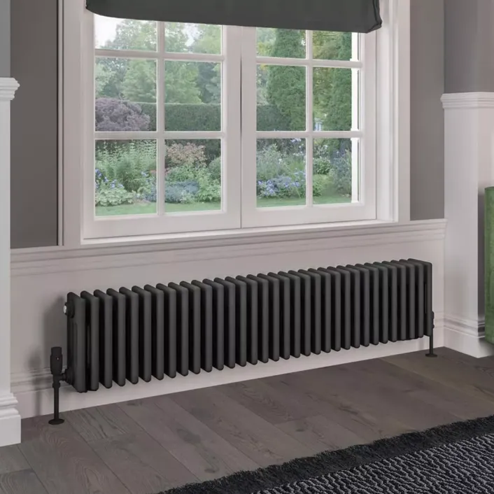 Eastbrook Rivassa 4 Column Radiator 300 x 1505mm Matt Anthracite