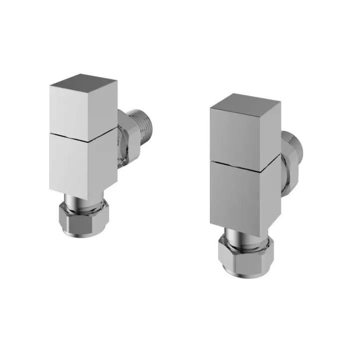 Eastbrook Angled Square Radiator Valves (Pair) Chrome