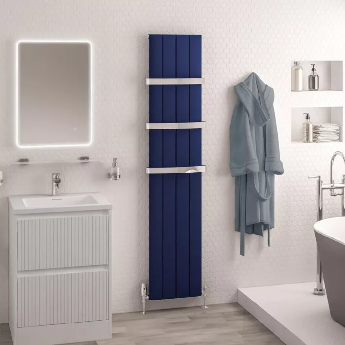 Eastbrook Withington 1800 x 375 Aluminium Radiator Matt Cobalt Blue