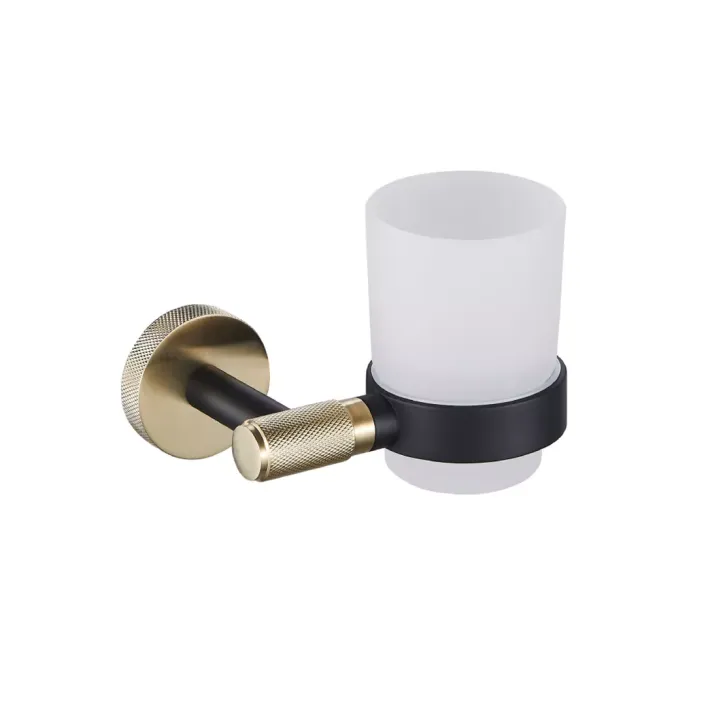 Eastbrook Catania Tumbler Holder in Matt Black/Brushed Brass
