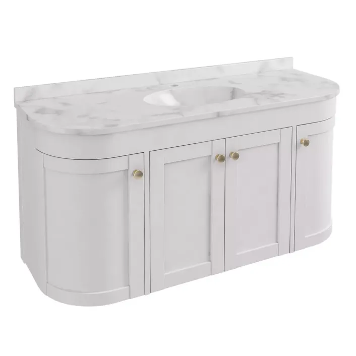 Eastbrook Hardwick 120CM 4 Door Single Bowl Basin Vanity Unit - Matt White - Wall Hung