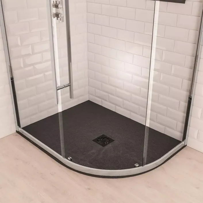 Eastbrook Crossland 1200 x 900mm Right Hand (RH) Offset Quad Shower Tray with Slate Finish - Black