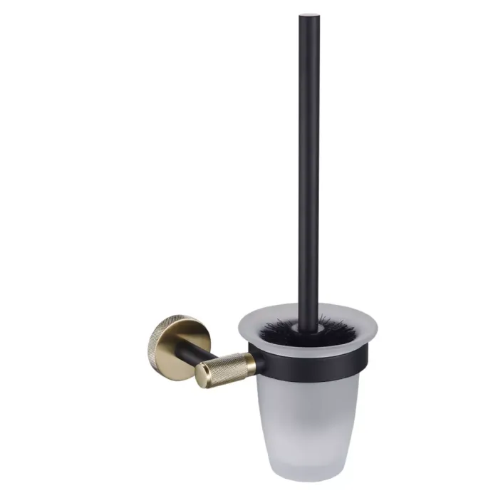 Eastbrook Catania Toilet Brush and Holder Glass Matt Black/Brushed Brass