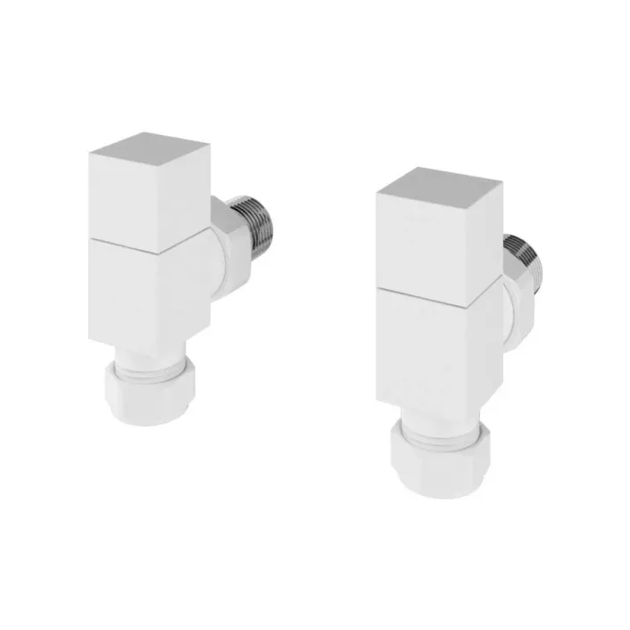 Eastbrook Angled Square Radiator Valves (Pair) Matt White
