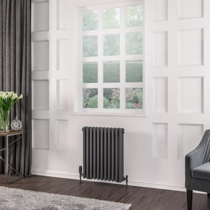 Eastbrook Rivassa 3 Column Radiator 600 x 518mm Matt Anthracite