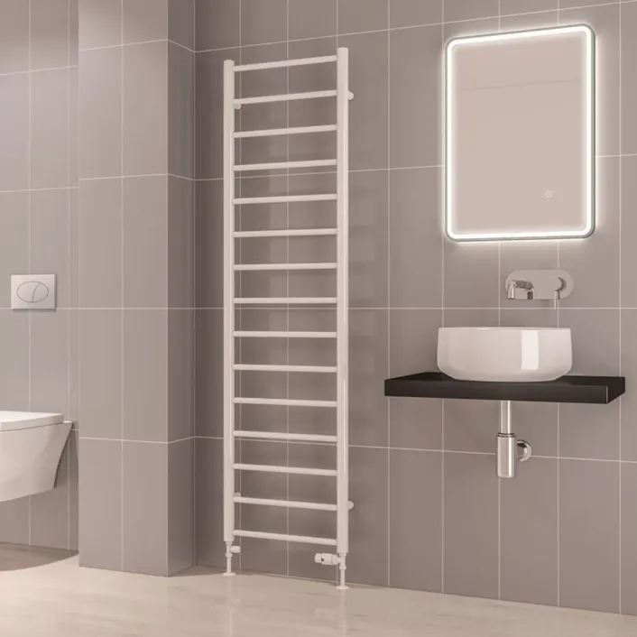 Eastbrook Tuscan Round 1800 x 500 Towel Rail Gloss White