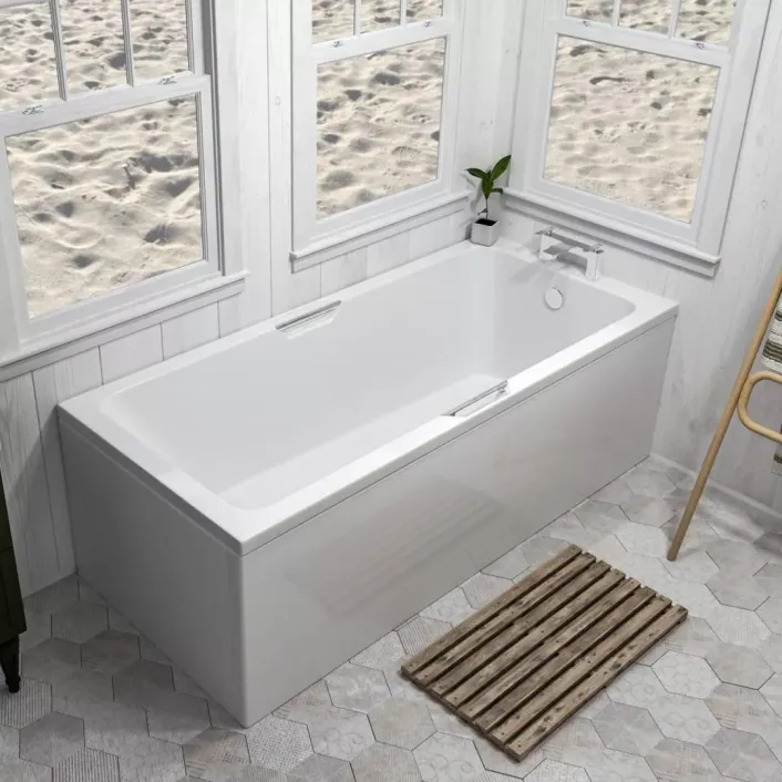 Eastbrook Portland Single Ended (SE) Twin Grip (TG) 1750 x 750 x 440mm Rectangular 5mm Bath - White