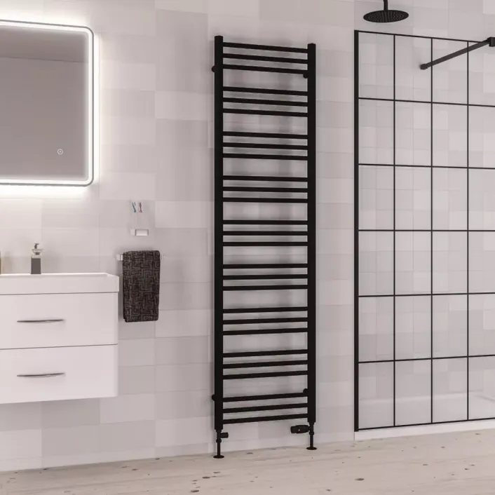 Eastbrook Corinium Round 1800 x 500 Towel Rail Matt Black