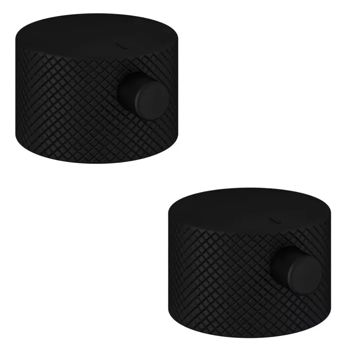 Eastbrook (Pair) Meriden Full Knurling Tap Handles for Wall Mounted 3 Tap Hole Basin / Bath Mixer Taps Matt Black