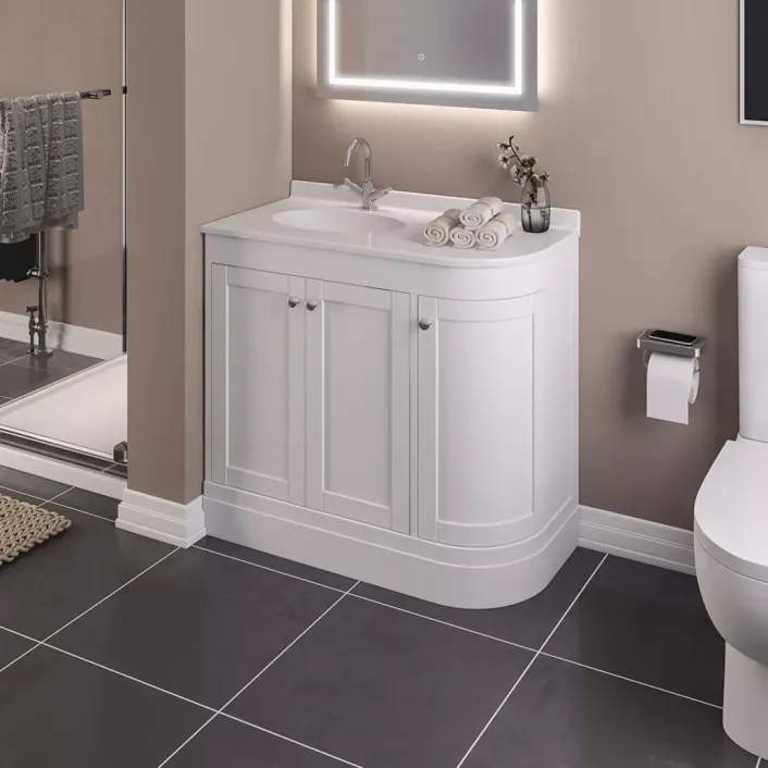 Eastbrook Hardwick Traditional 90cm x 44cm 1 Tap Hole Polymarble Basin - White