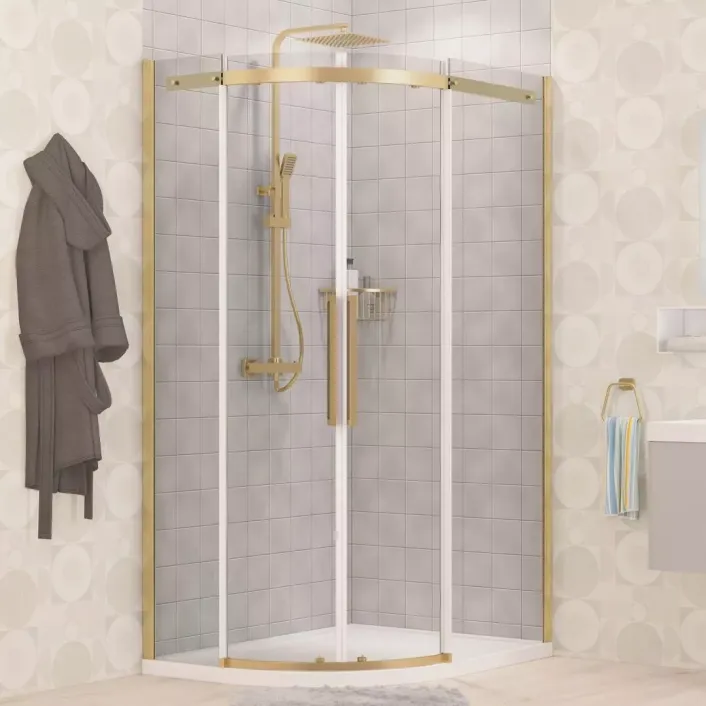 Eastbrook Corniche 2000 1200x900mm Left Hand Offset Quadrant Shower Enclosure - Brushed Brass